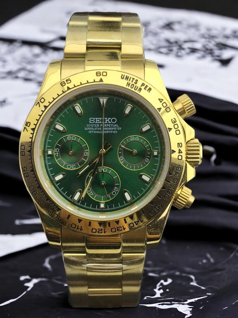 Seiko Daytona Groen en Goud - Edelmanwatches